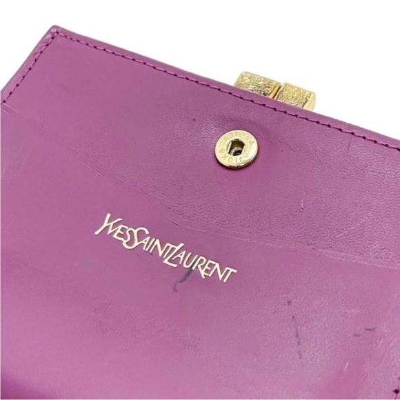 Yves Saint Laurent Purple Embossed Wallet - Picture 10 of 12